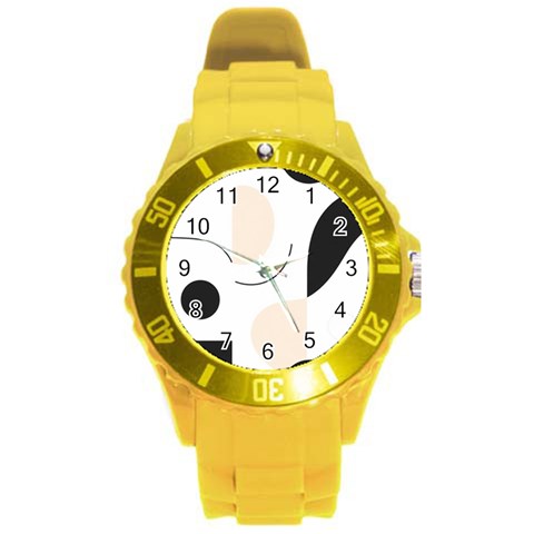 A Minimalist Pattern With Simple Lines And Shapes, Creating A Clean And Modern Aesthetic 05 Round Plastic Sport Watch (L) from ArtsNow.com Front