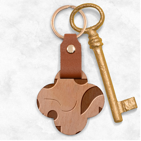 A Minimalist Pattern With Simple Lines And Shapes, Creating A Clean And Modern Aesthetic 05 Engraved Wood Key Chain from ArtsNow.com Front