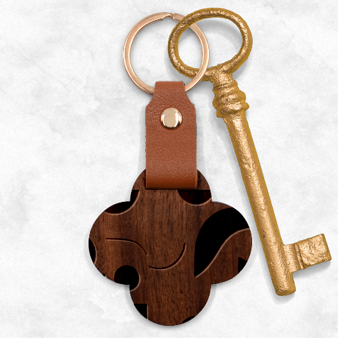 A Minimalist Pattern With Simple Lines And Shapes, Creating A Clean And Modern Aesthetic 05 Engraved Wood Key Chain from ArtsNow.com Front