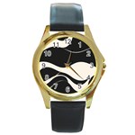 A Minimalist Pattern With Simple Lines And Shapes, Creating A Clean And Modern Aesthetic 06 Round Gold Metal Watch