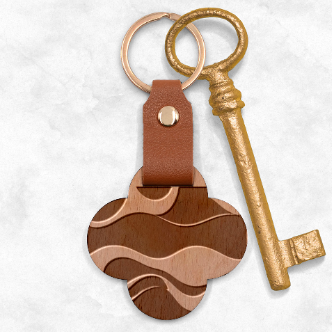 A Minimalist Pattern With Simple Lines And Shapes, Creating A Clean And Modern Aesthetic 06 Engraved Wood Key Chain from ArtsNow.com Front