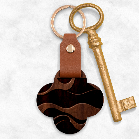 A Minimalist Pattern With Simple Lines And Shapes, Creating A Clean And Modern Aesthetic 06 Engraved Wood Key Chain from ArtsNow.com Front