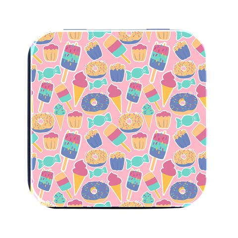 Ice Cream Donut Sweets Candie Square Metal Box (Black) from ArtsNow.com Front