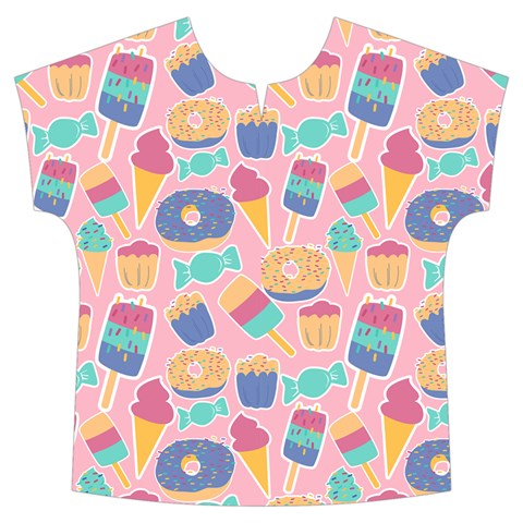 Ice Cream Donut Sweets Candie Short Sleeve Long Pants Satin Pajamas Set from ArtsNow.com Front