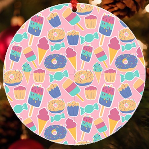 Ice Cream Donut Sweets Candie UV Print Acrylic Ornament Round from ArtsNow.com Front