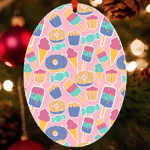 Ice Cream Donut Sweets Candie UV Print Acrylic Ornament Oval from ArtsNow.com Front