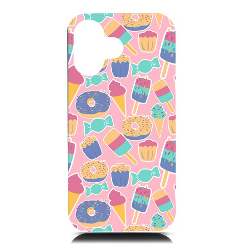 Ice Cream Donut Sweets Candie iPhone 16 Black UV Print PC Hardshell Case from ArtsNow.com Front