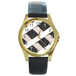 A Minimalist Pattern With Simple Lines And Shapes, Creating A Clean And Modern Aesthetic 07 Round Gold Metal Watch