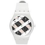 A Minimalist Pattern With Simple Lines And Shapes, Creating A Clean And Modern Aesthetic 07 Round Plastic Sport Watch (M)