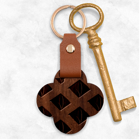 A Minimalist Pattern With Simple Lines And Shapes, Creating A Clean And Modern Aesthetic 07 Engraved Wood Key Chain from ArtsNow.com Front