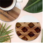 A Minimalist Pattern With Simple Lines And Shapes, Creating A Clean And Modern Aesthetic 07 Marble Wood Coaster (Round)