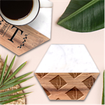 A Minimalist Pattern With Simple Lines And Shapes, Creating A Clean And Modern Aesthetic 07 Marble Wood Coaster (Hexagon) 