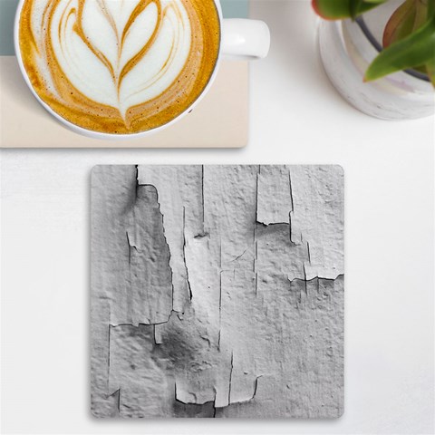 Wall With Cracked White Paint Texture UV Print Square Tile Coaster  from ArtsNow.com Front