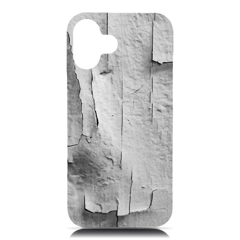 Wall With Cracked White Paint Texture iPhone 16 Plus Black UV Print PC Hardshell Case from ArtsNow.com Front