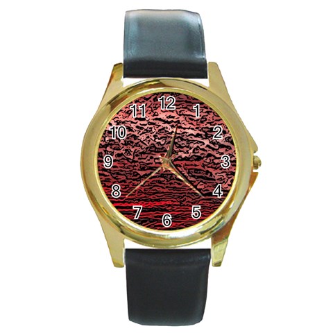 River Roots Round Gold Metal Watch from ArtsNow.com Front