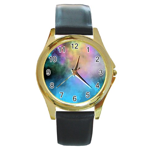 Smokescreen Round Gold Metal Watch from ArtsNow.com Front