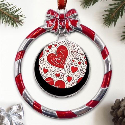 Be My Valentine Metal Red Ribbon Round Ornament from ArtsNow.com Front