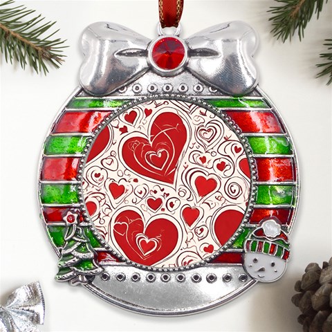 Be My Valentine Metal X Mas Ribbon With Red Crystal Round Ornament from ArtsNow.com Front