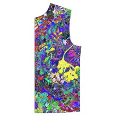 Vibrant Abstract Floral in Rainbow Colors Men s High Neck Button Up Puffer Vest from ArtsNow.com Front Left