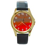 Crimson Skys Round Gold Metal Watch