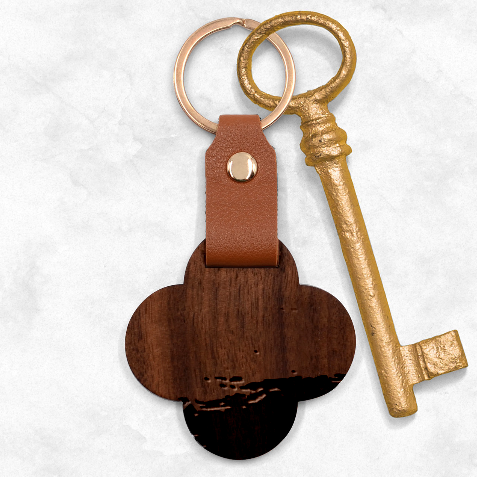 Crimson Skys Engraved Wood Key Chain from ArtsNow.com Front