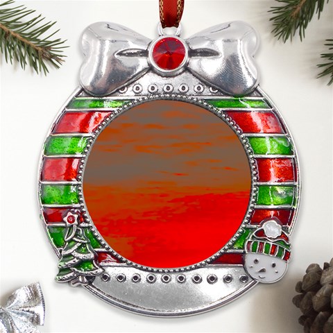 Crimson Skys Metal X Mas Ribbon With Red Crystal Round Ornament from ArtsNow.com Front