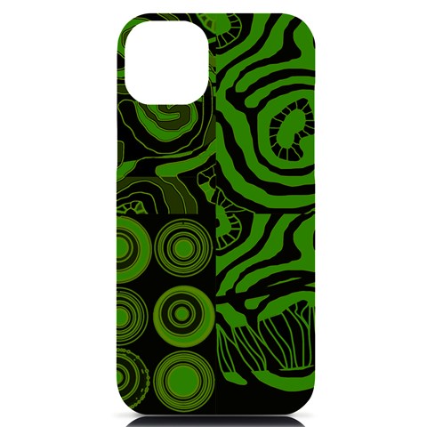 Mazipoodles Seabed Circles Curly Coral Reef Green Black  iPhone 14 Plus Black UV Print PC Hardshell Case from ArtsNow.com Front