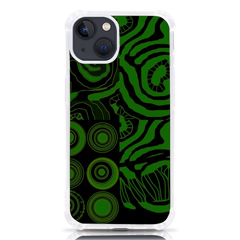 Mazipoodles Seabed Circles Curly Coral Reef Green Black  iPhone 13 TPU UV Print Case from ArtsNow.com Front