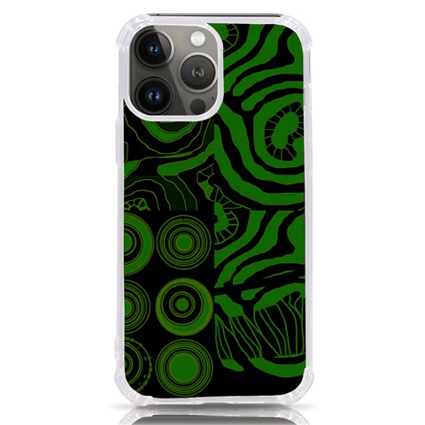 Mazipoodles Seabed Circles Curly Coral Reef Green Black  iPhone 13 Pro Max TPU UV Print Case from ArtsNow.com Front