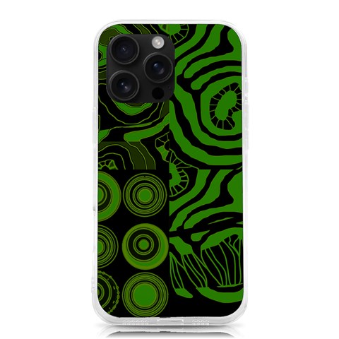 Mazipoodles Seabed Circles Curly Coral Reef Green Black  iPhone 16 Pro Max TPU UV Print Case from ArtsNow.com Front