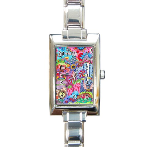 Cabbage Flower Abstract Rectangle Italian Charm Watch from ArtsNow.com Front