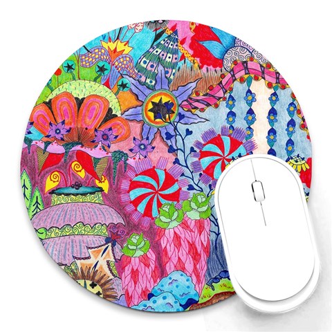 Cabbage Flower Abstract Round Mousepad from ArtsNow.com Front