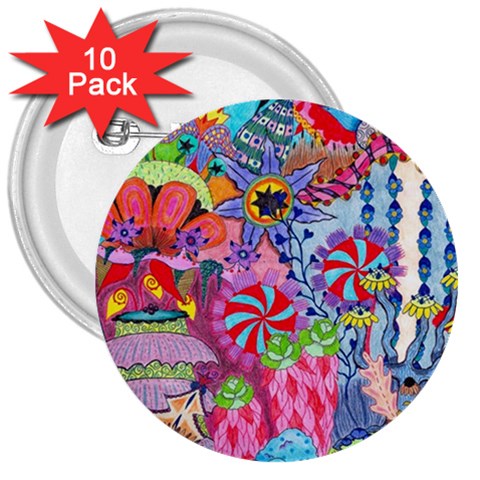 Cabbage Flower Abstract 3  Buttons (10 pack)  from ArtsNow.com Front