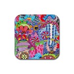 Cabbage Flower Abstract Rubber Coaster (Square)