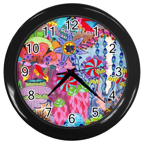 Cabbage Flower Abstract Wall Clock (Black) from ArtsNow.com Front