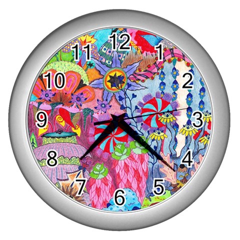 Cabbage Flower Abstract Wall Clock (Silver) from ArtsNow.com Front