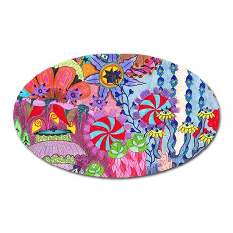 Cabbage Flower Abstract Oval Magnet from ArtsNow.com Front