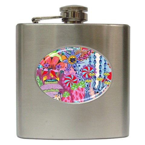 Cabbage Flower Abstract Hip Flask (6 oz) from ArtsNow.com Front