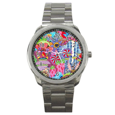 Cabbage Flower Abstract Sport Metal Watch from ArtsNow.com Front