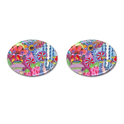 Cabbage Flower Abstract Cufflinks (Oval) from ArtsNow.com Front(Pair)