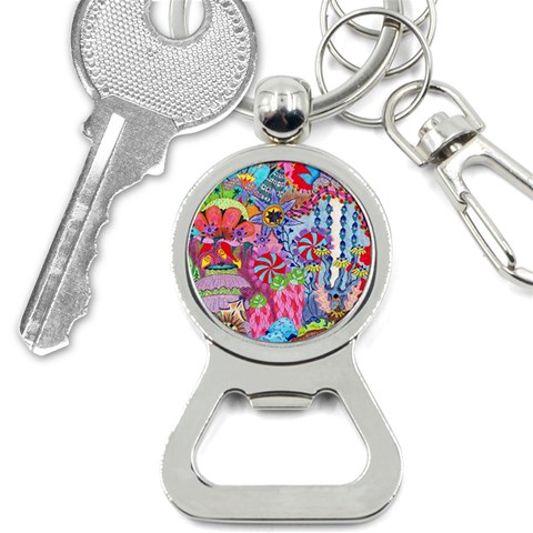 Cabbage Flower Abstract Bottle Opener Key Chain from ArtsNow.com Front