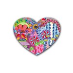 Cabbage Flower Abstract Rubber Heart Coaster (4 pack)