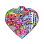 Cabbage Flower Abstract Dog Tag Heart (Two Sides)