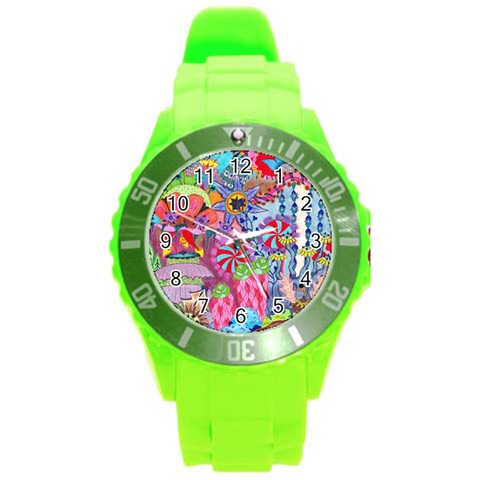 Cabbage Flower Abstract Round Plastic Sport Watch (L) from ArtsNow.com Front