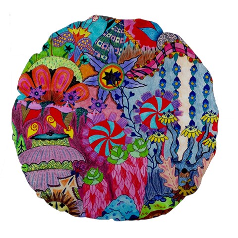 Cabbage Flower Abstract Large 18  Premium Round Cushions from ArtsNow.com Front