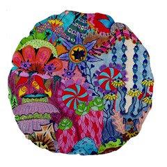 Cabbage Flower Abstract Large 18  Premium Round Cushions from ArtsNow.com Front