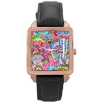 Cabbage Flower Abstract Rose Gold Leather Watch 