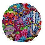 Cabbage Flower Abstract Large 18  Premium Flano Round Cushions