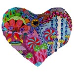 Cabbage Flower Abstract Large 19  Premium Flano Heart Shape Cushions