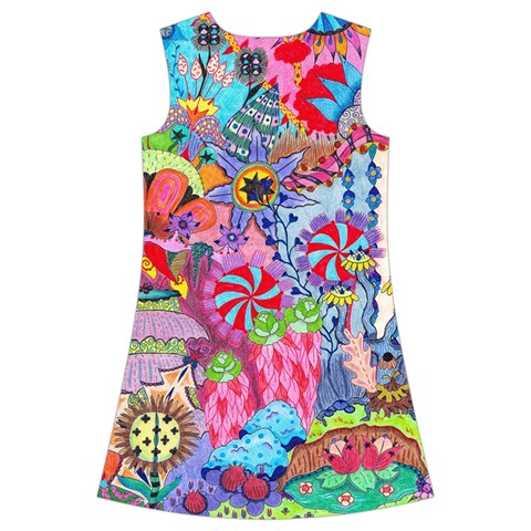 Cabbage Flower Abstract Kids  Short Sleeve Velvet Dress from ArtsNow.com Back